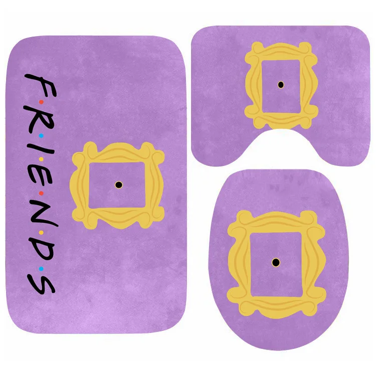 Funny Friends Peephole Frame Mat for Bathroom Friends TV Show Non Slip Toilet Mat Carpet 3PCS Shower Floor Mat Cool Friends Gift