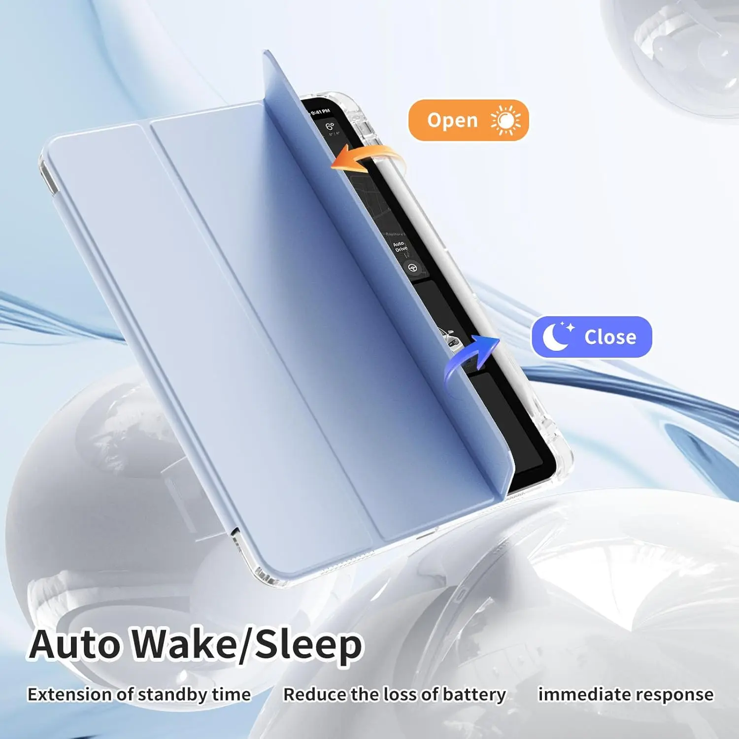 Clear Crystal Tablet Case With Pen Slot For iPad 7th 8th 9th Generation 10.2 inch 2019 2020 2021 Tri-fold Magnetic Stand Cases