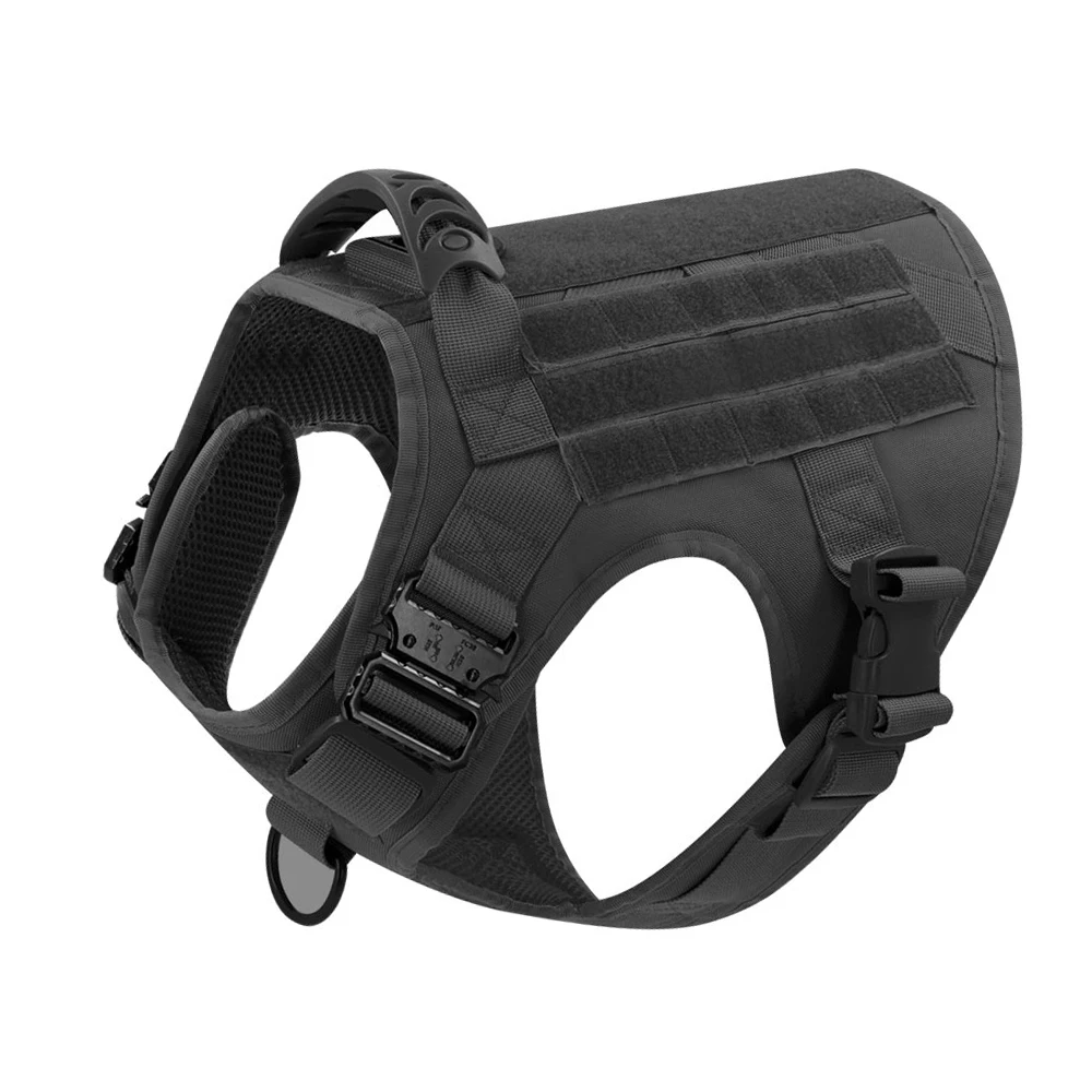 Großes Hundegeschirr mit Leine, Halsband und Molle-Taschen, Trainingshalsband, Weste, taktisches Schäferhundgeschirr für Hunde, Zubehör – Detail 4