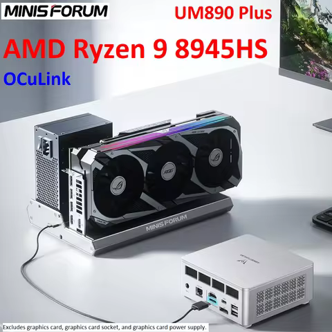 MINISFORUM OCuLink Gaming Mini PC UM890 UM880 Plus AMD Ryzen 9 8945HS 7 8845HS USB4 2.5G LAN Windows 11 Desktop Computer WiFi6E