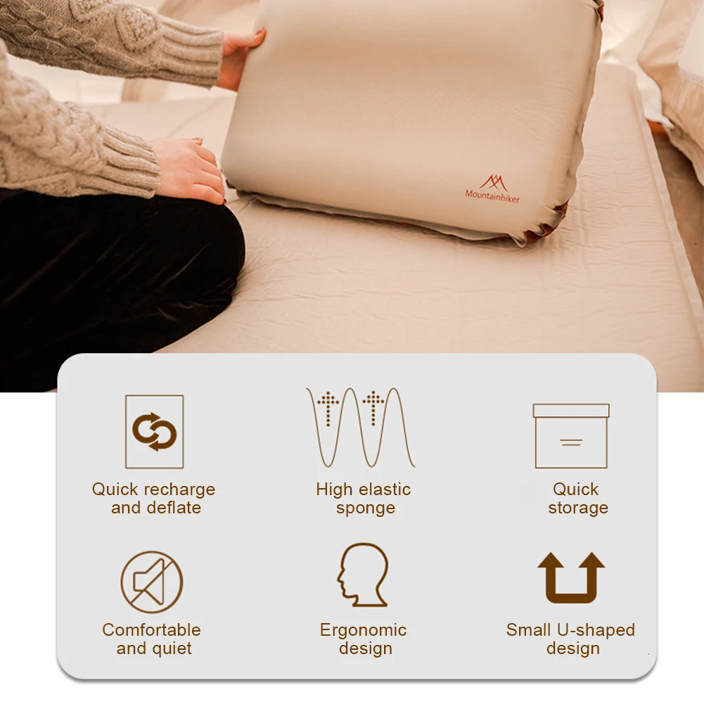 Ultralight Inflatable Pillow High Rebound Outdoor Sleeping Pillow Ergonomic Portable Self Inflating Pillow for Outdoor Camping