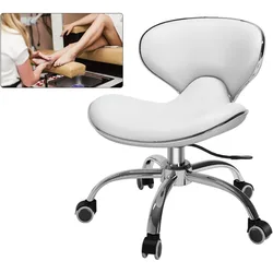 Silla de pedicura para tecnología de uñas, taburete giratorio de altura corta ajustable para salón, Spa, masaje, tatuaje, esteticista