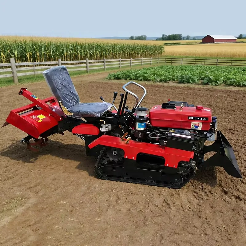 2026 Huoshan Multifunctional Agricultural Tractor Dual-Purpose Ditching Flood Drought Micro Tiller Crawler Rotary Tiller 25