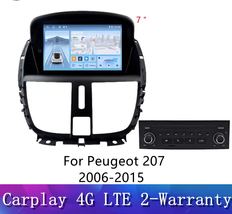 

7" Android 13.0 Screen Car Radio For Peugeot 207 2008-2014 GPS Navi Auto Audio Stereo Multimedia Head Unit DSP Carplay PX6 IPS