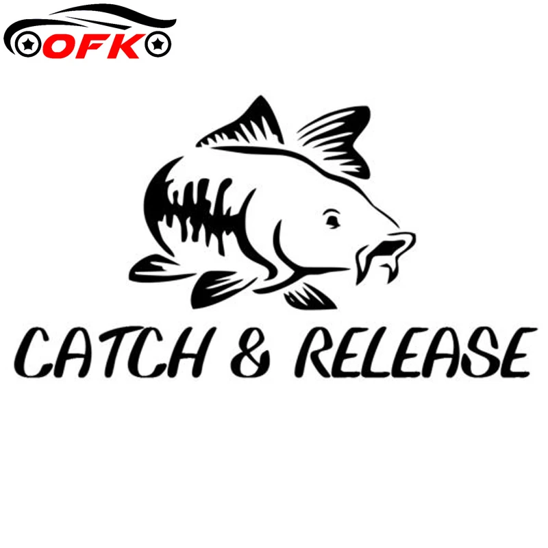 

Hot Sell Catch Release Fish Fashion Decor Stickers Decals Car-Styling 13.8cm*7.5cm