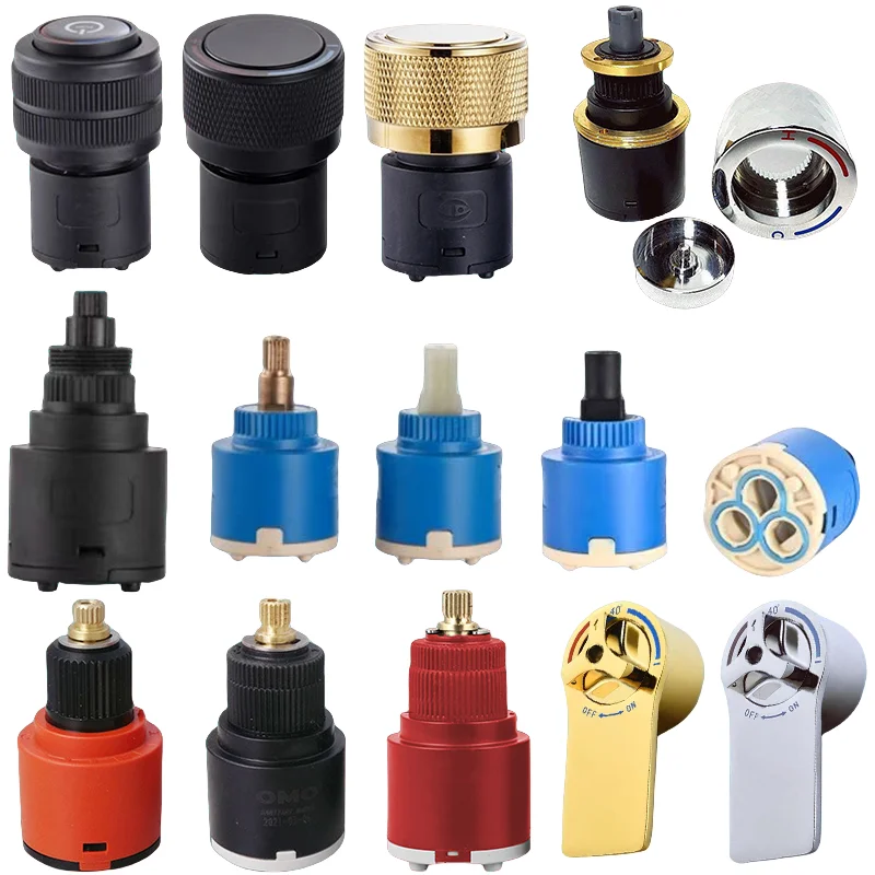 Hot and cold water mixing valve faucet bounce handle switch thermostatic shower cartridge accessories