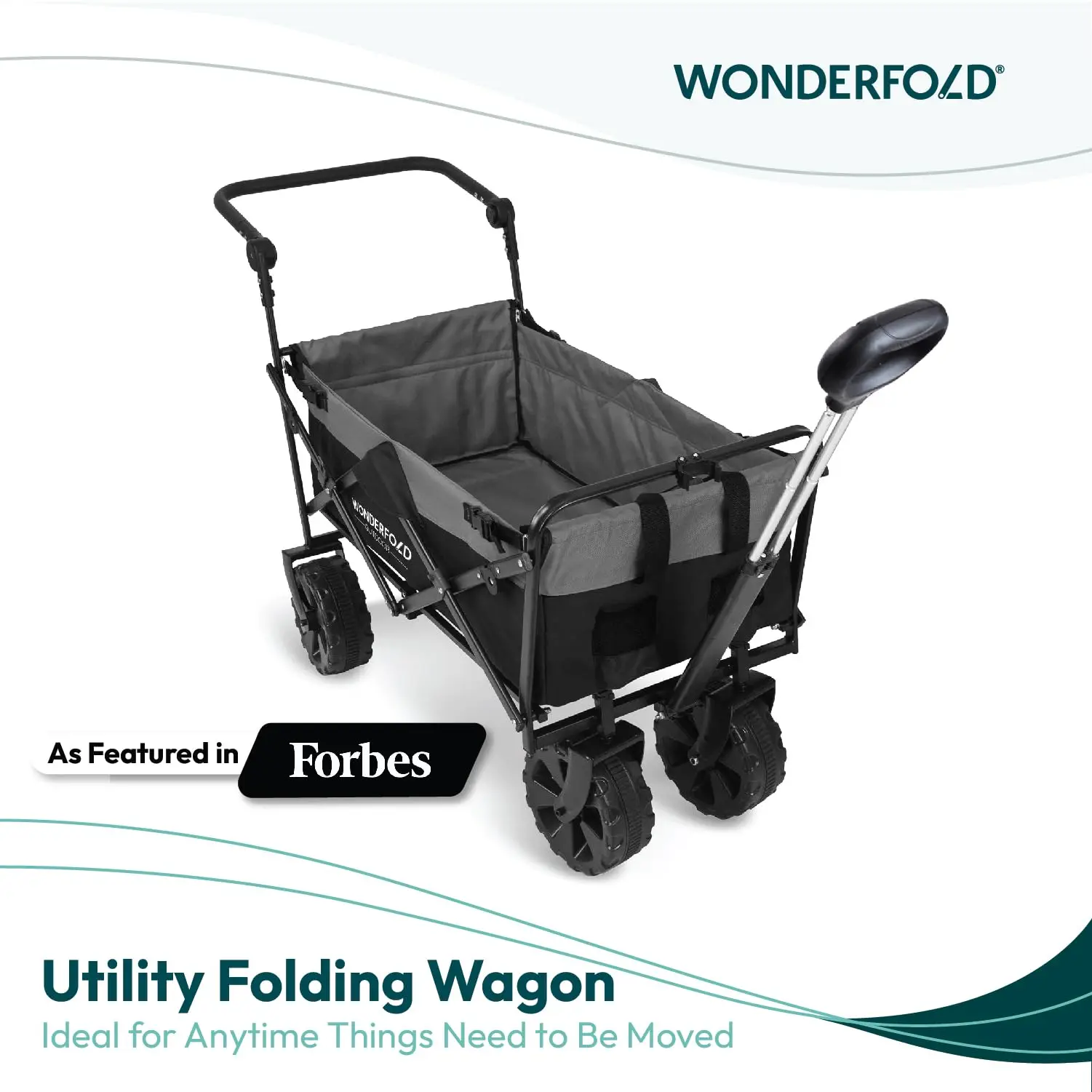 S2 Push & Pull Folding Utility Cart with Wide Beach Tires, Adjustable Push Handle, Telescopic Pull Handle with Spring