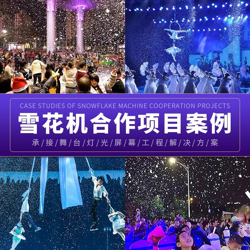 

Small Simulation Snow Machine 2000W Remote Control Snow Sprayer Wedding Singing Snow Machine Lighting Stage Full Set