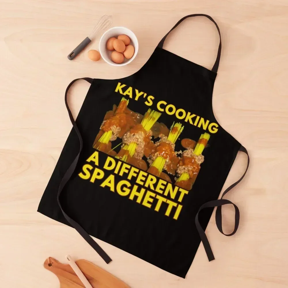 

Kay's cooking a different spaghetti Apron for home useful pieces Waterproof Kitchen Woman nail tech supplies Men kitchen Apron