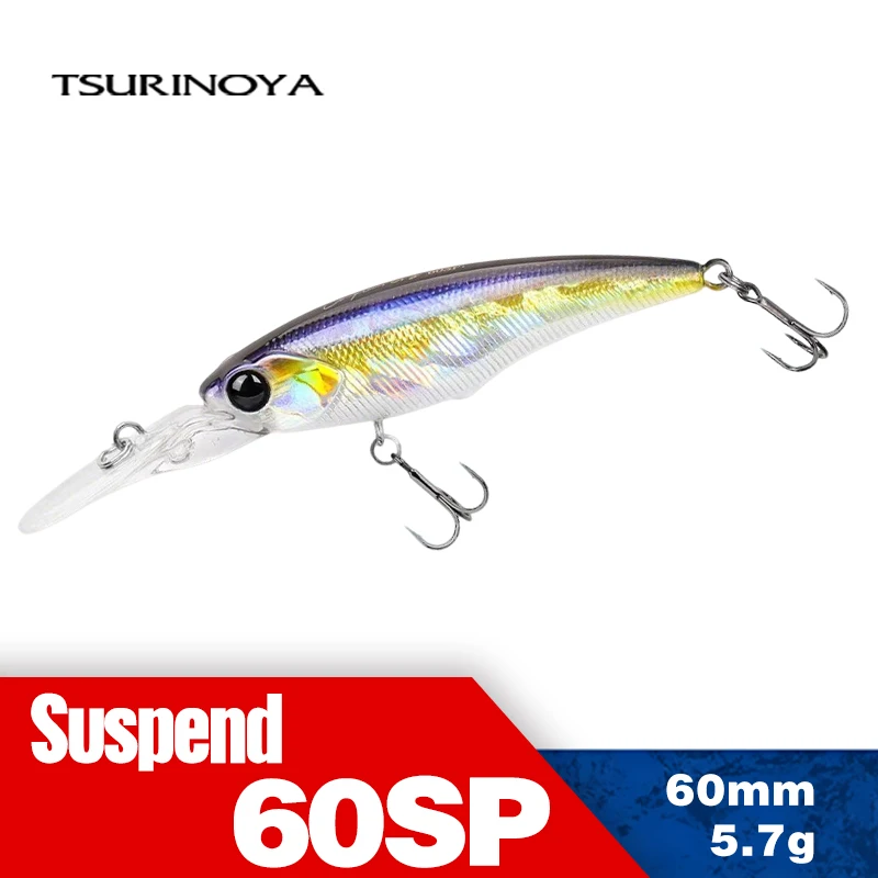 TSURINOYA Max 3,7 m Suspend Minnow Explorers 60SP 5,7 g künstlicher SHAD-Angelköder Hechtbarsch Chub High Response Action Hard Bait