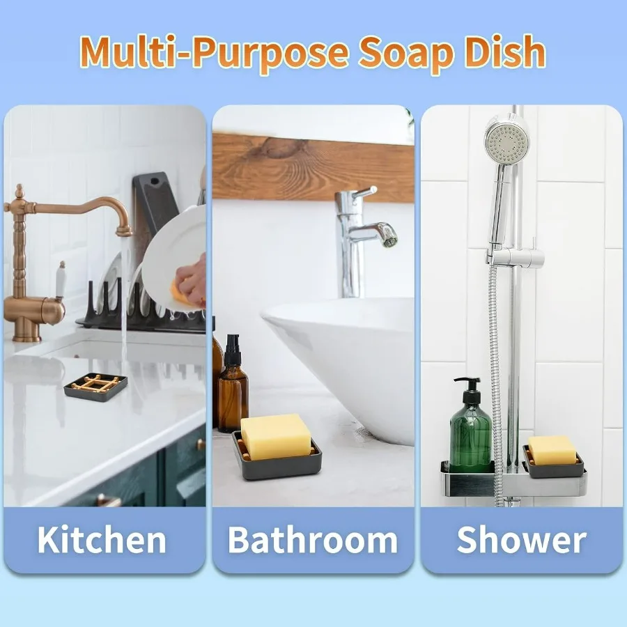 Portasapone in bambù per portasapone da bar con drenaggio progettato per lavabo da bagno e doccia, portasapone compatto in legno con r