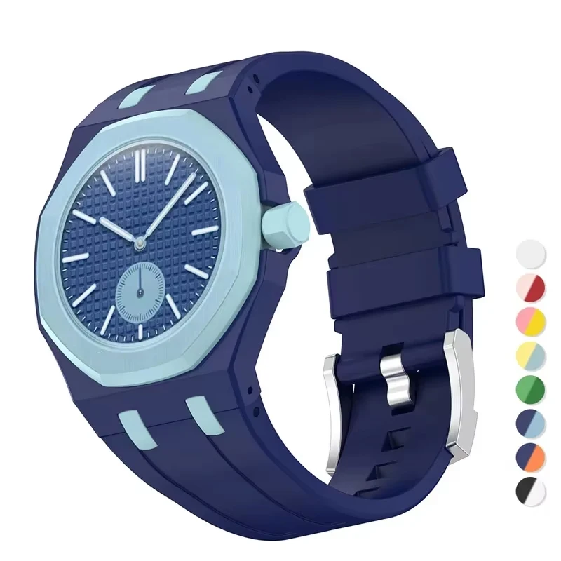 Splicing 3 O Clock PC Mod Kit Case Frame +Silicone Strap For Swatch AP Roya Po Modification Integrated Cover Band Accessorries