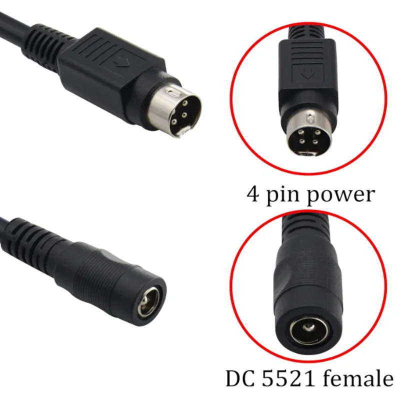 15cm DC 5.5X2.1mm 5.5*2.5mm Female to Round Head 3-pin 4-pin Male Plug Printer Power Adapter Cable