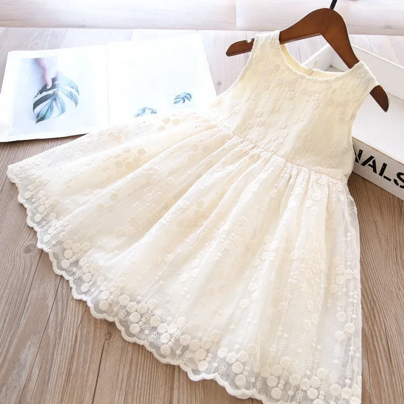 

Girls' Dress Summer Dress Fashionable Sleeveless Skirt Children's Lace Tulle Skirt Summer Baby Princess Skirt