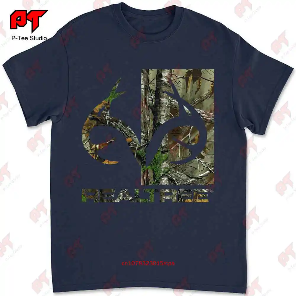 Realtree American Deer Buck Logo Hunting Camo T-shirt YUOJ