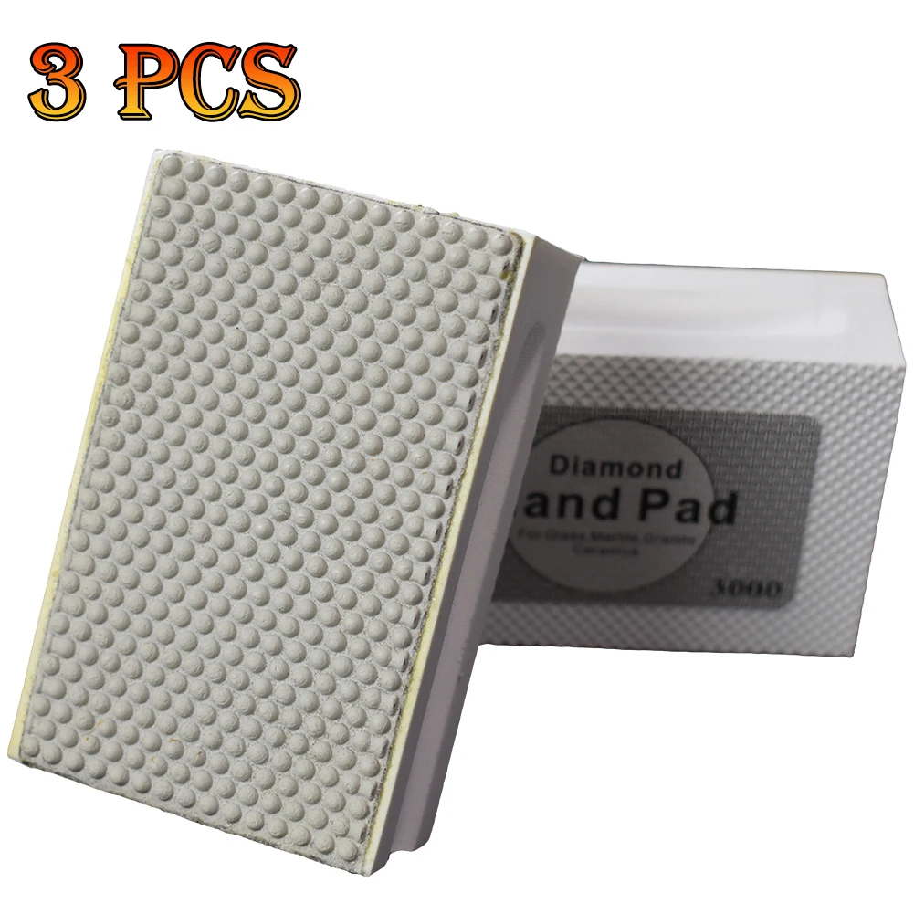 3 Pcs Resin Hand Diamond Polishing Pads Sanding Countertop Marble Granite Concrete Glass Ceramic Tile Wood Stone Grit 800-3000