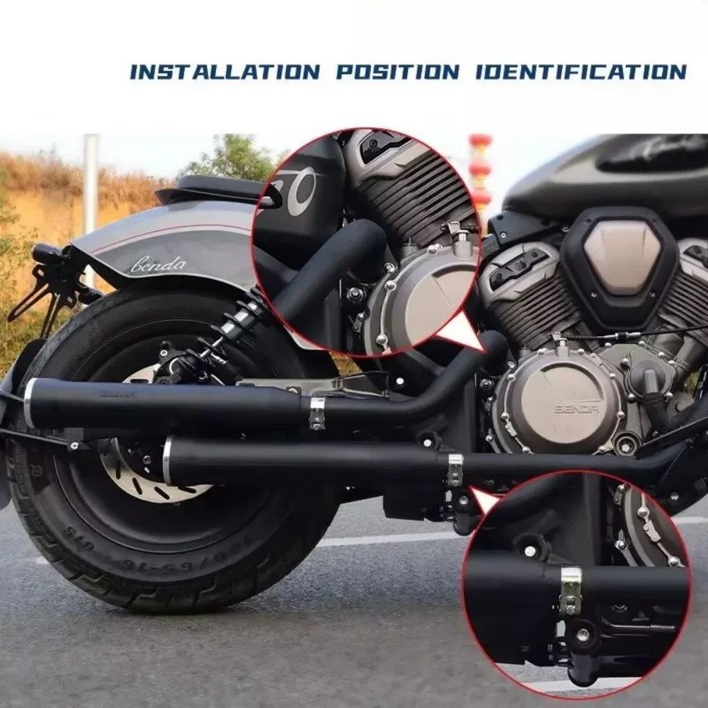 【Factory Direct】Motorbike Retro Full Exhaust Muffler Deep Bass Sound Pipe Fit BENDA Napoleon Bob 500 Chinchilla 500 Bobber Bike