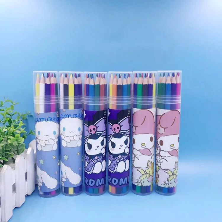 Sanrio 12-48 Color Barrel Erasable Colored Pencil Children's Color Pen Kindergarten Drawing Color Pen Student Graffiti Pen