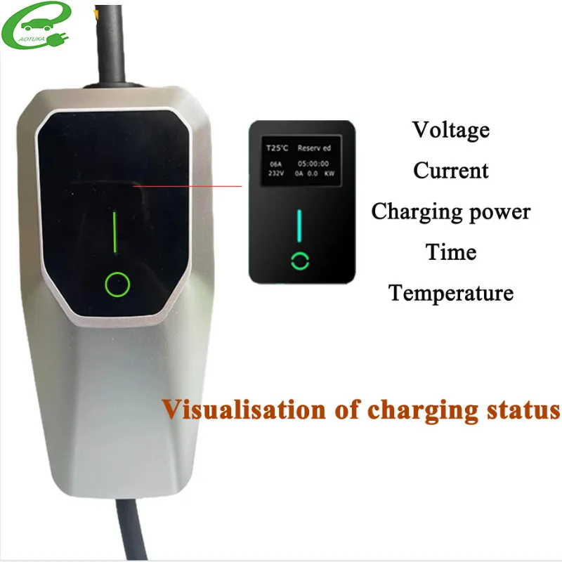 AOTUKA Electric Car Charger 7KW TYPE 2 Portable EV Charger J1772 Charging Cable 220V-480V for Electric Vehicle Car