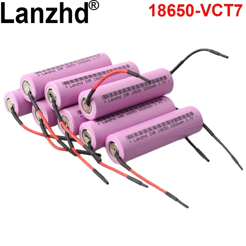 8PCS 18650 batteries Lithium Li 3.7v  Rechargeable battery DIY wire 3300mAh For LED light,mobile power supply,mobile devices