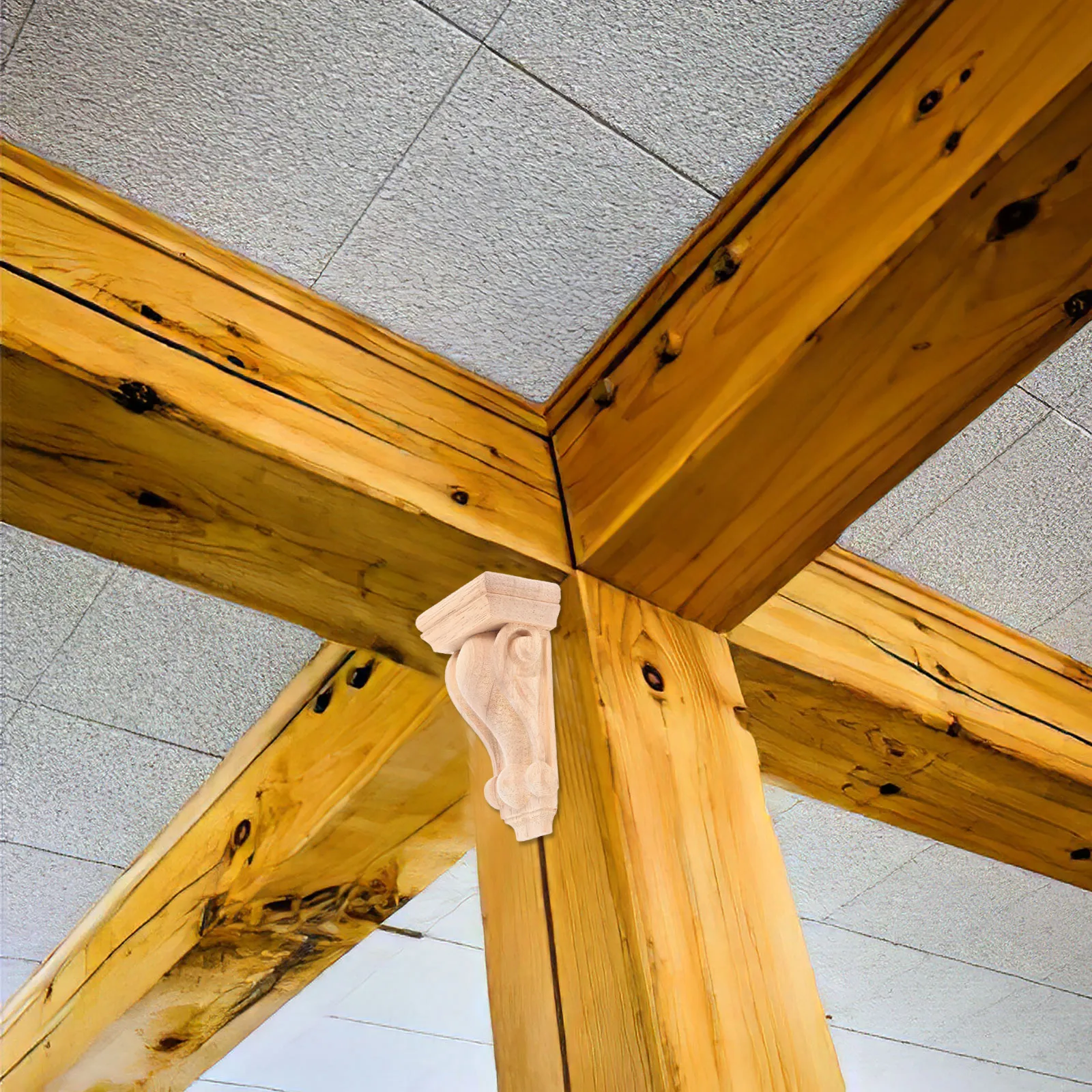 دعامة رف جدارية عتيقة من الخشب الصلب المنحوت مع تصميم أوروبي كلاسيكي لتزيين المطاعم والمكتب المنزلي