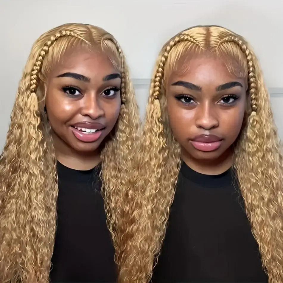 Curly Honey Blonde Colored 100% Human Hair Wig 13x4 13X6 Deep Wave Frontal Wig 30 36 Inch Hd Lace Front Wigs For Black Women