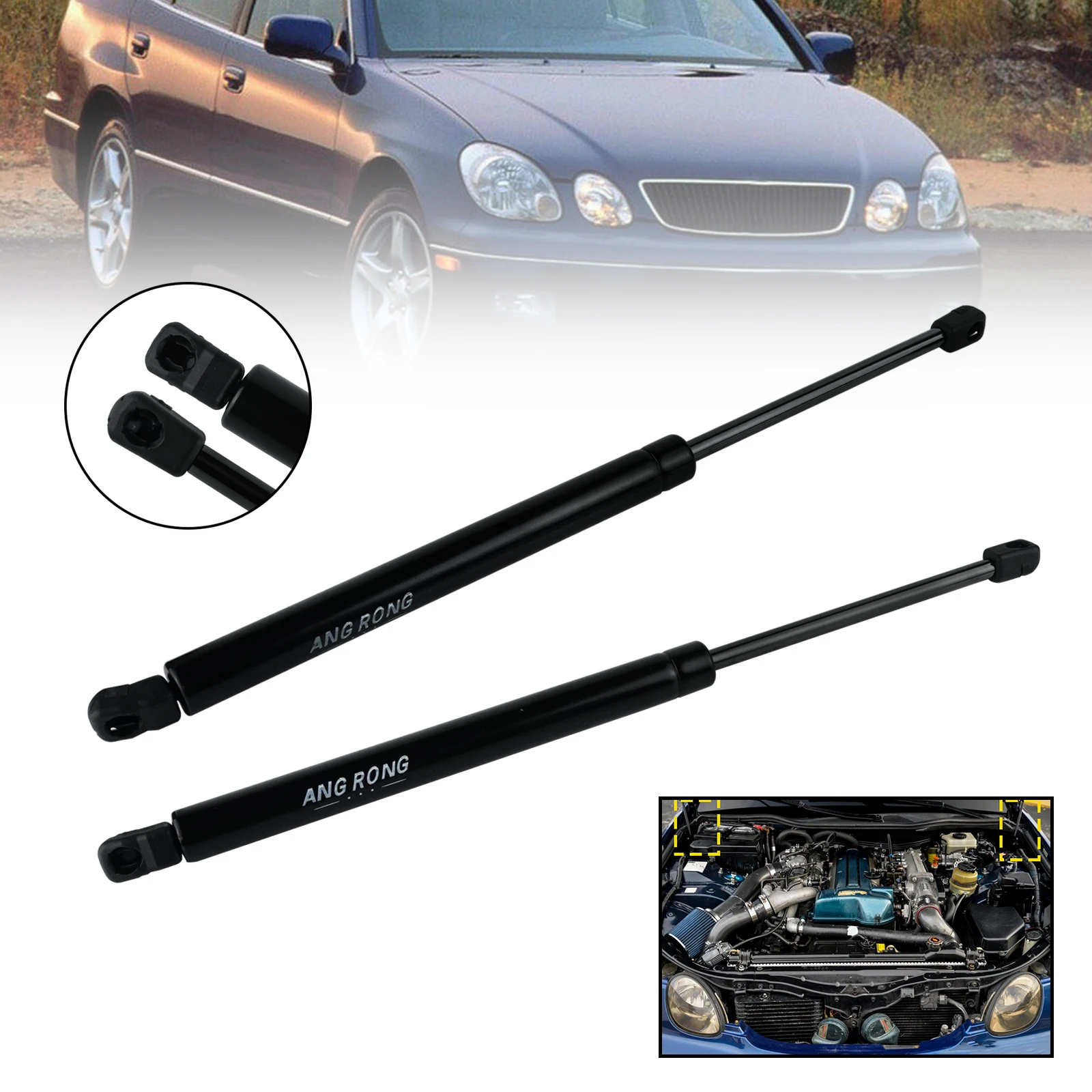 2x Front Bonnet Hood Gas Struts Spring Support Lifter 430mm For Lexus GS300 GS400 GS430 S16 1998-2004