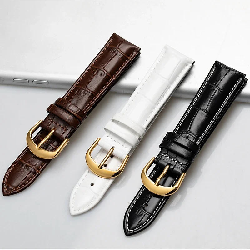 Double-sided  Strap Men's,  Calfskin Pin Buckle Waterproof Fashionable Soft Women's Watch Accessories