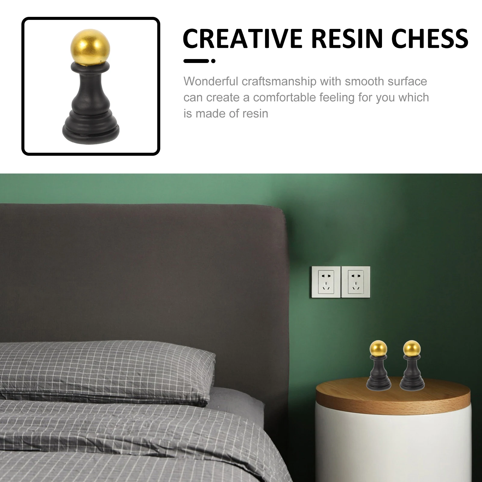Resin Chess Decor Statue for Home Office Stylish Sculpture Desktop Ornament Housewarming Gift Creative Piece Elegant Decor Mini