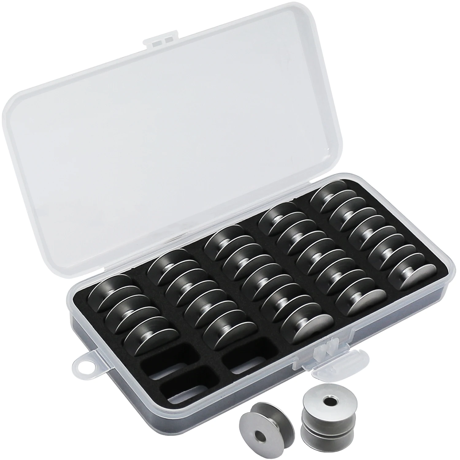 

25Pcs/Box #18034A Aluminum "M" Larger BOBBINS for BROTHER JUKI DNU-1541DU-1181N TL-2200QVP Longarm JACK H2 CONSEW 205RB, 206RB