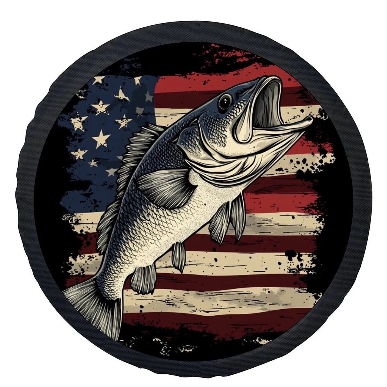 

Чехол для запасного колеса с американским флагом в виде рыбы, универсальный, прочный, в морском стиле