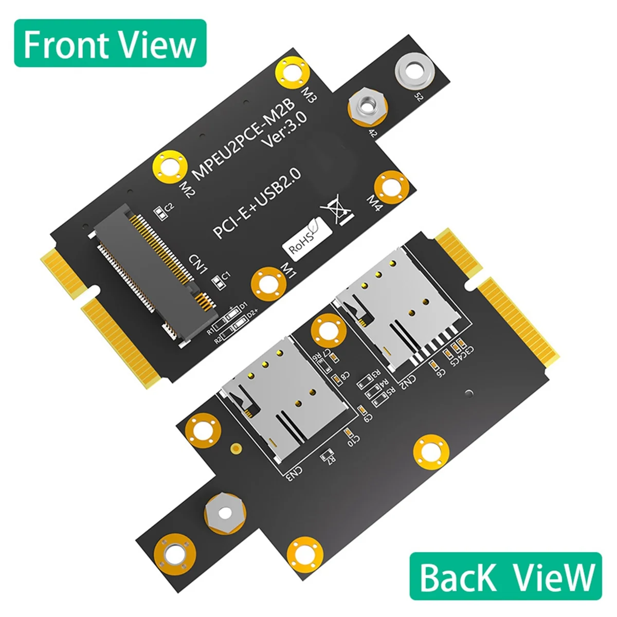 M.2 Key B to Mini PCI-E Adapter Strap Dual NANO SIM Card Support 3G/4G/5G Adapter Multi-Function Convenient Module