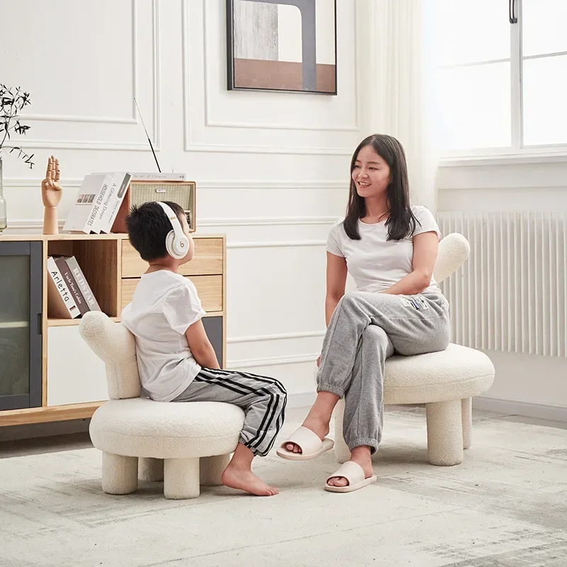 

New Lamb Velvet Single Casual Small Sofa Chair Dismantling and Washing Shoe Stool Nordic Minimalist Design Stool