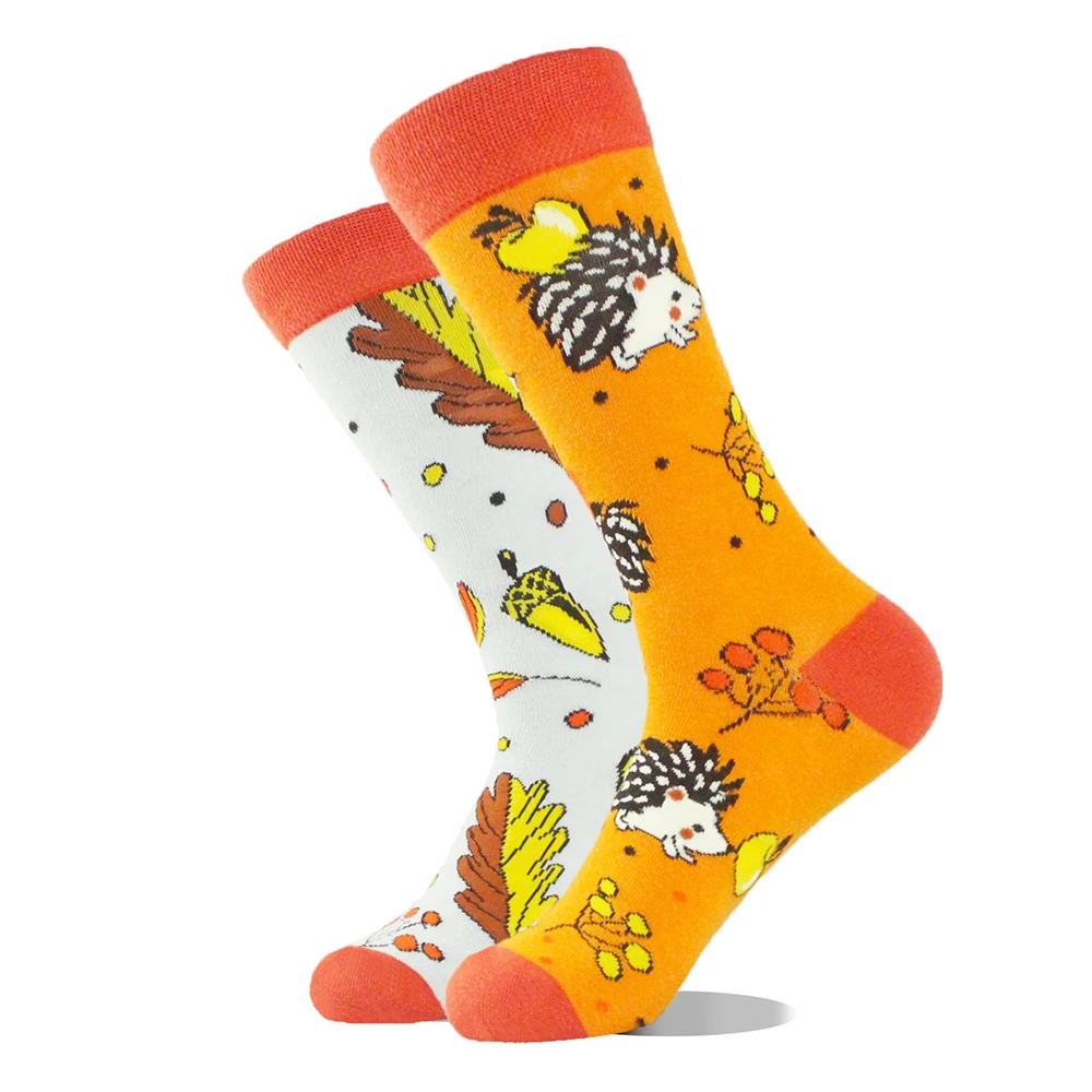 1 paar unisex asymmetrische leuke mid-tube sokken modieuze dierenprintpatronen beide mannen vrouwen cadeausokken geschikt voor buitenkleding