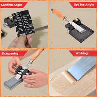 Adjustable Woodworking Sharpener Honing Guide Tools with Dual Roller Aluminum Alloy Chisel Sharpening Jig Bracket Angle Fixture