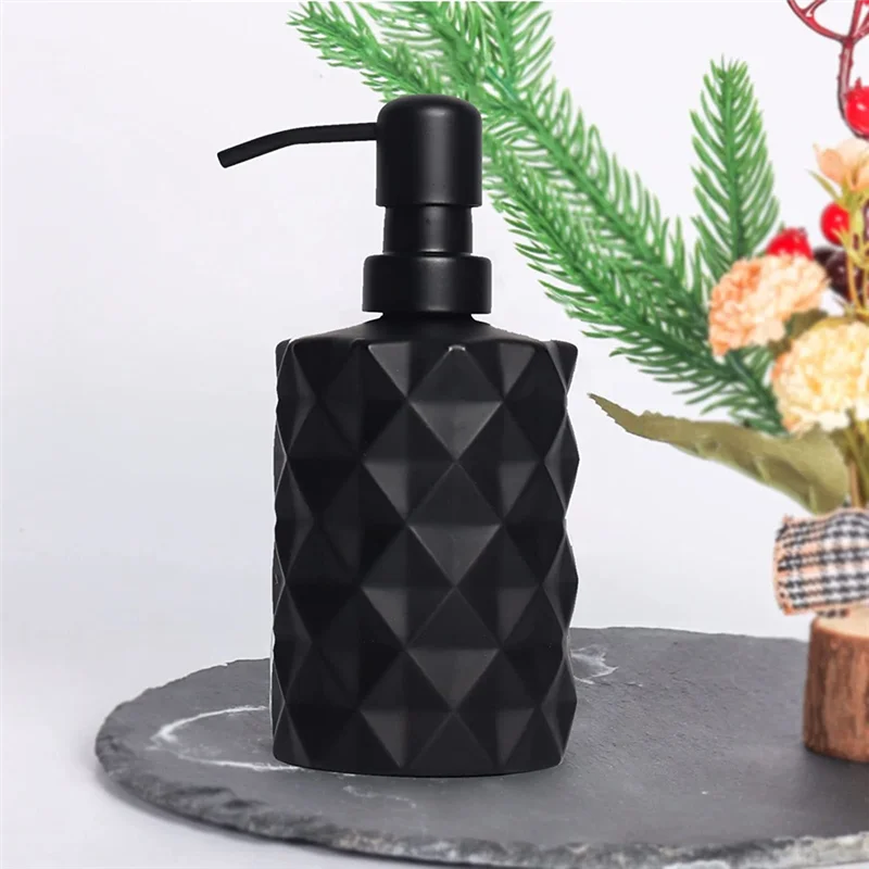 2 Pcs Matte Black Soap Dispenser, 13.5 Oz / 11 Oz Glass Hand Soap Dispenser Set for Bathroom and Kitchen, Soap Dispenser