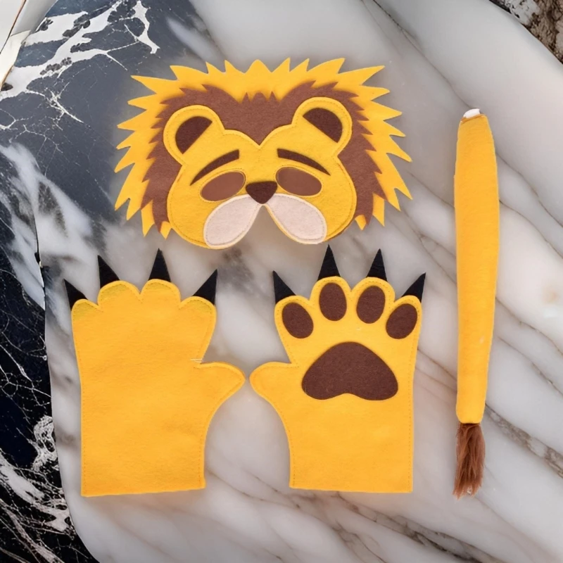 Children Lion Dress up Costume Including Animal Mask Animal Tail and Glove Dress up Outfits