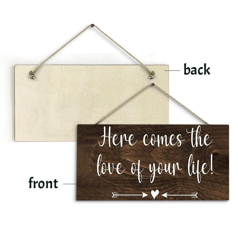 Rustic Here Comes the Love of Your Life Wall Hanging Decor Wood Art Plaques Sign Door Sign for Home Living Room Decor