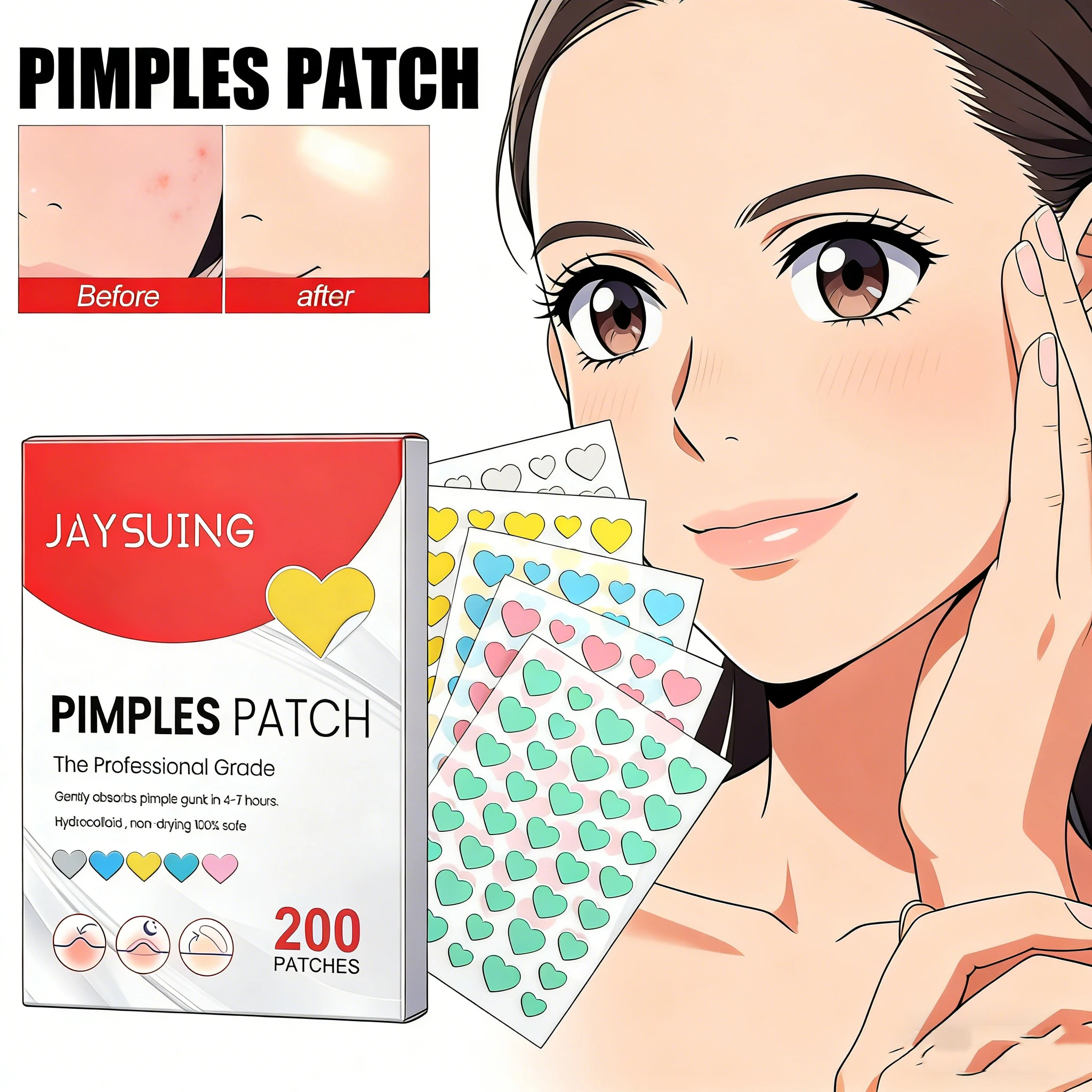 200/400/600/800 قطعة نجمة الوجه حب الشباب التصحيح غير مرئية العناية بالبشرة بثرة حب الشباب بقع امتصاص بقعة ملصق تغطي حب الشباب