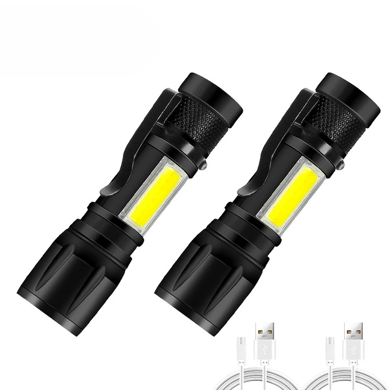 Oplaadbare LED-zaklamp Zoombare zaklamp met LCD-scherm 3-modi Waterdicht Krachtig handlicht Outdoor Wilderness Camping