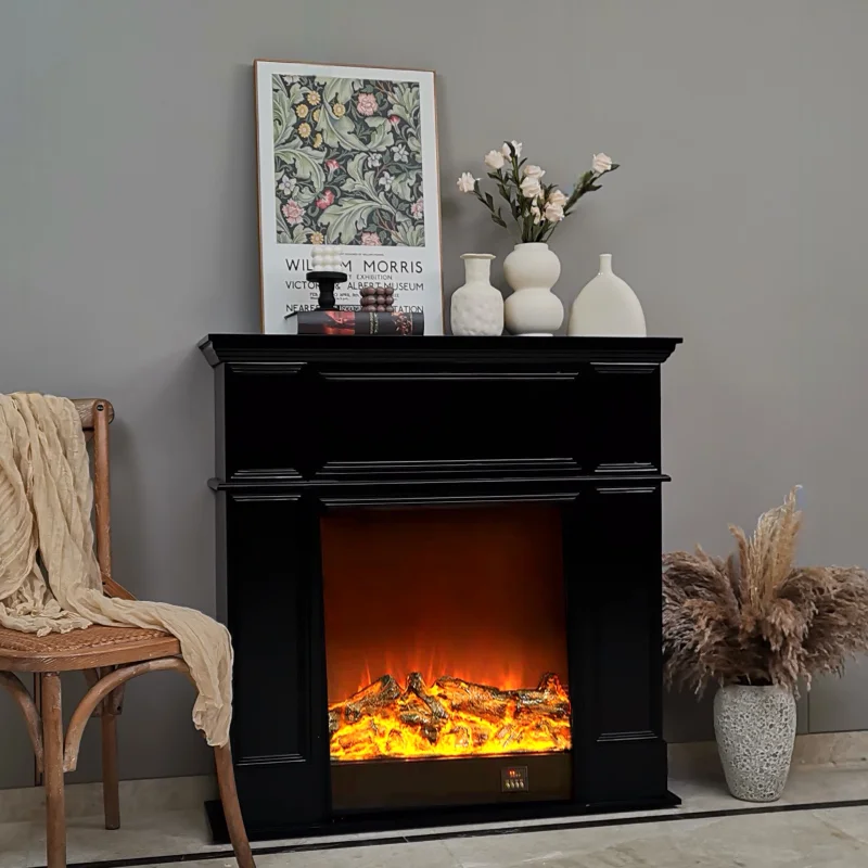 American simulation fire fireplace decorative  living room porch cabinet live stream photo background