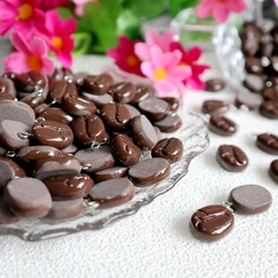 10PCS Mini Imitation Coffee Bean Italian-Style DIY Resin Necklace Pendant Earrings Bracelet Keychain Bag Decoration Accessories