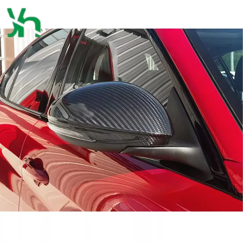 لساقة α · روميو جريكال (2023-) ستيلفيو (2019-) غطاء مرآة الرؤية الخلفية من ألياف الكربون الحقيقية مرآة جانبية من ألياف الكربون الحقيقية