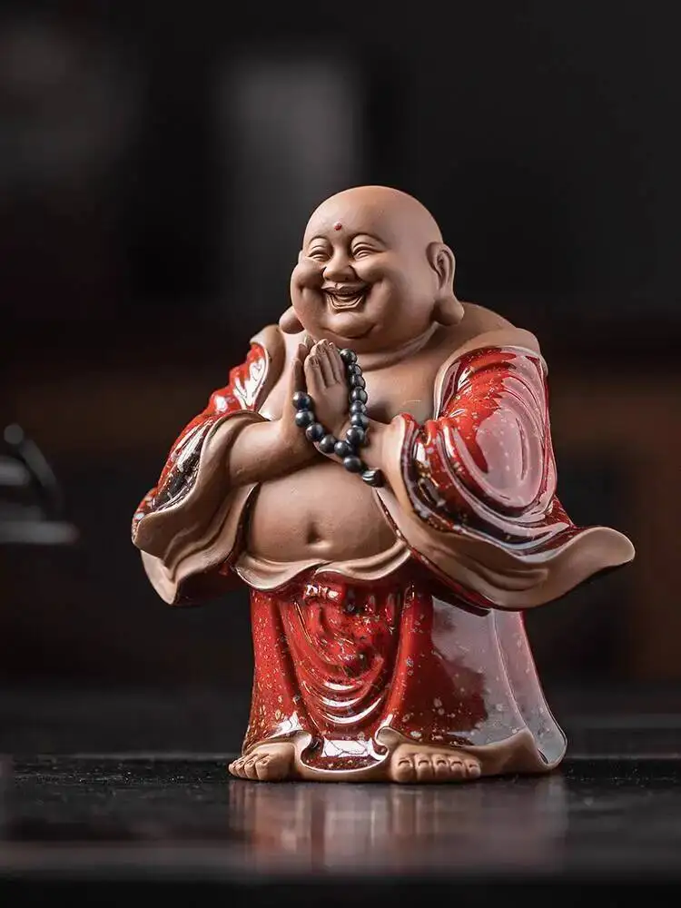 

CeramicWealth Attraction Maitreya Buddha Ornament, Chinese Home Furnishings, Living Room Tea Table, Zen Buddha Statue Decoration