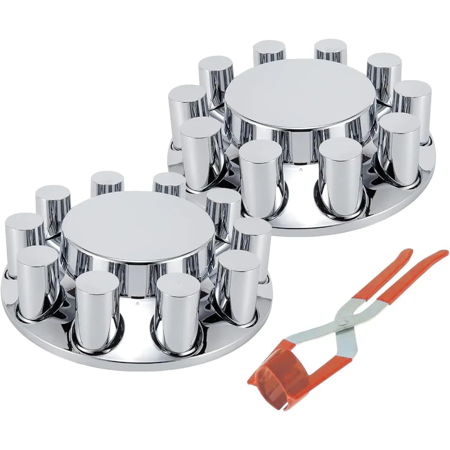 

Хромированный комплект колес передней оси 33 мм для полугрузовиков Колпаки ступицы колеса из АБС-пластика с винтовыми крышками гаек с 2 передними мостами Whe