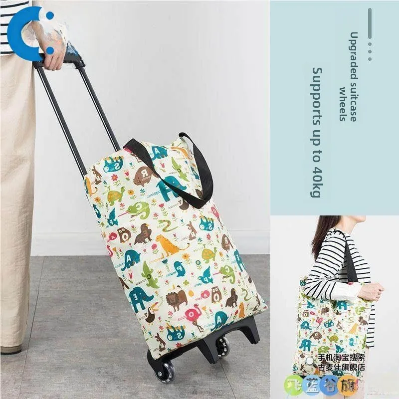 portable-shopping-cart-vegetable-buying-hand-pulling-cloth-bag-home-use-luggage-stainless-steel-body-retractable-handle
