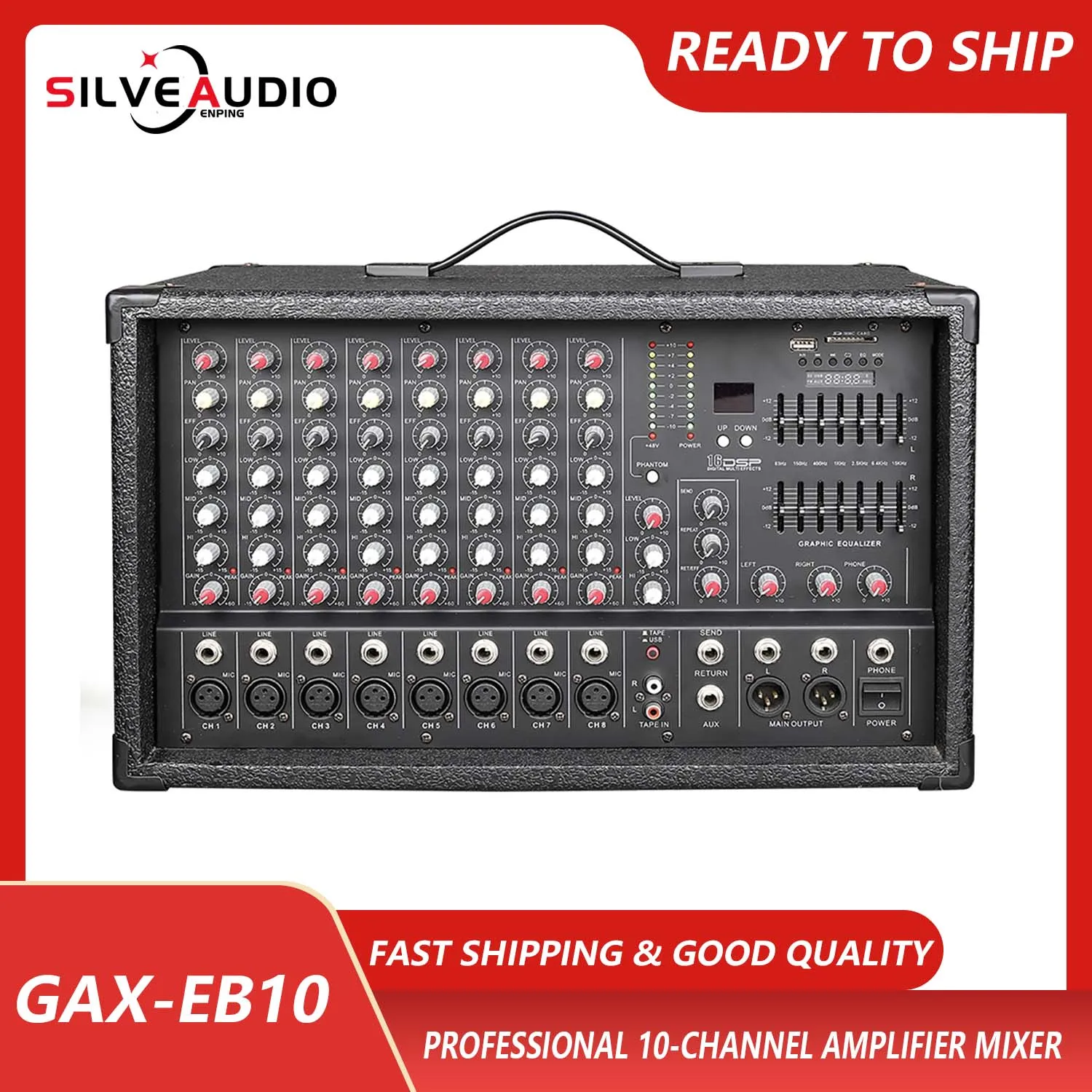 GAX-EB10 Professional 10-channel mixer with power amplifier all-in-one effector with reverberation mixing