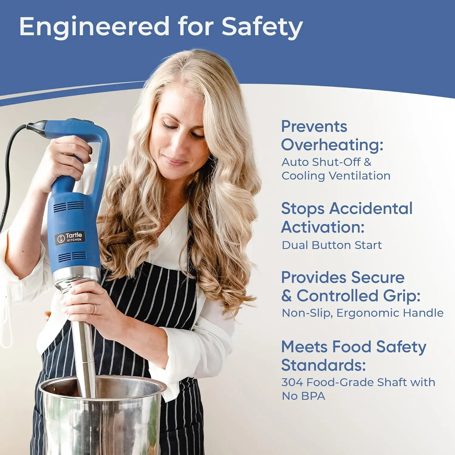 Commercial Immersion Blender, 500 Watt/.5 HP Variable Speed Motor, 16,000 RPM Heavy Duty with Performance Assurance - 18"