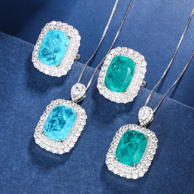 S925 Silver-plated 18K Gold-plated PT950 Platinum Emerald Fat Rectangular Retro Suit Women 13 * 18