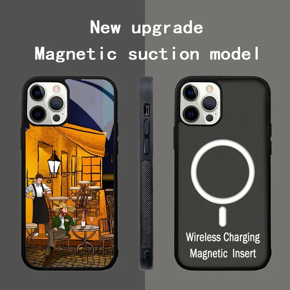 

New Van Gogh Oil Painting Phone Case For IPhone 15 14 13 Pro Max 11 12 Mini Alex Mirror For Magsafe Wireless Charging Cover